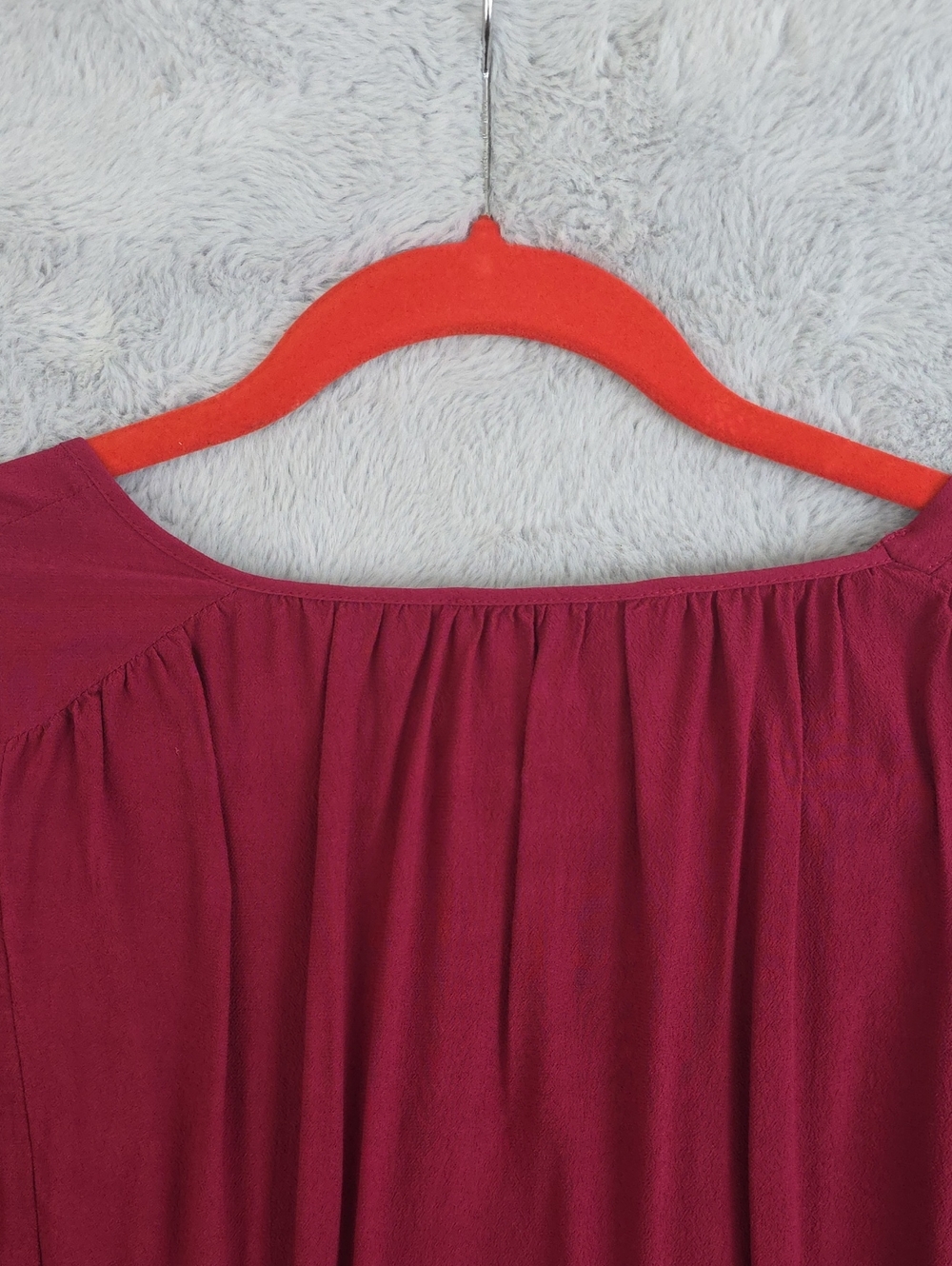 ba&sh Burgundy Peplum Blouse Size 2 Bell Sleeve V-Neck Boho Top - Picture 9 of 9